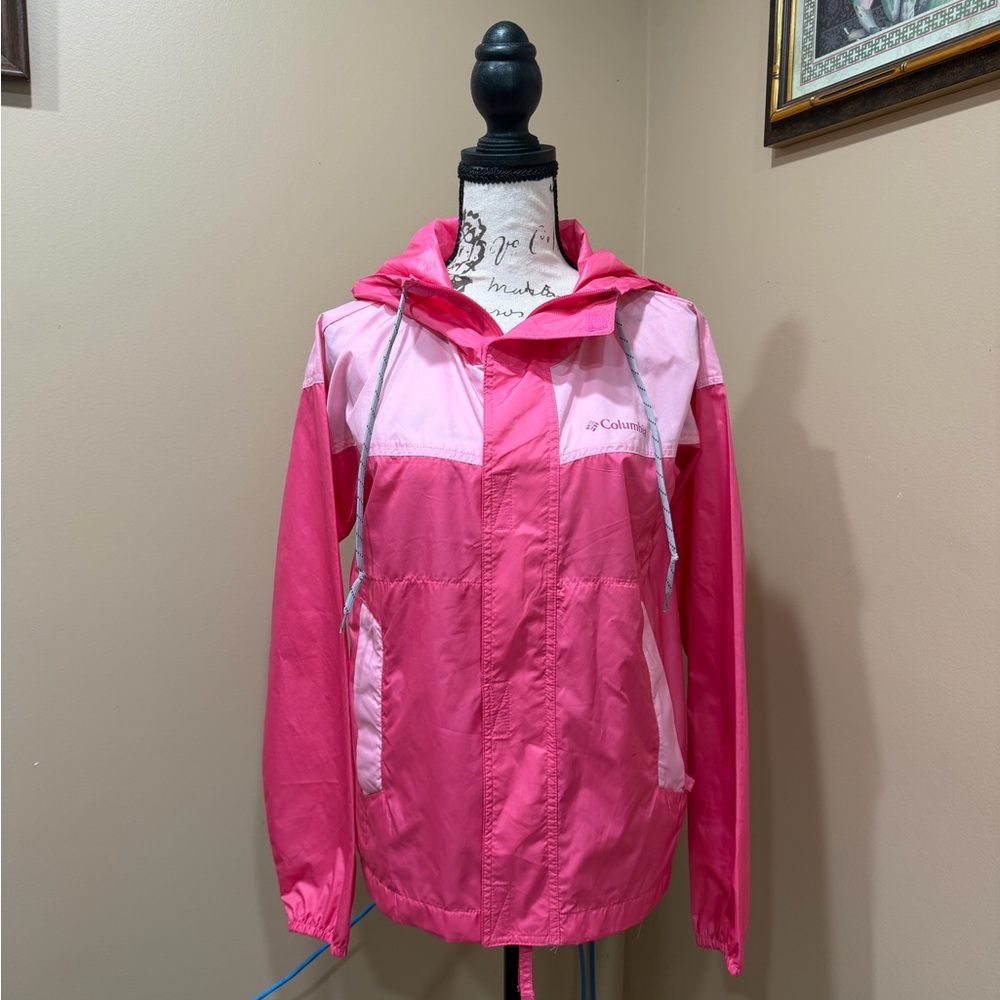 Columbia Pink Lightweight Windbreaker Jacket Hooded XS Women